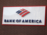 Bank of America logo is seen on the building in Los Angeles, United States on November 13, 2023. (