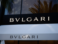 Bvlgari logo is seen at the store at Rodeo Drive in Beverly Hills, United States on November 13, 2023. (