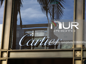 Cartier logo is seen at the store at Rodeo Drive in Beverly Hills, United States on November 13, 2023. (