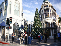 Christmas tree is seen at Rodeo Drive in Beverly Hills, United States on November 13, 2023. (