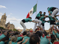 The Castellers de Vilafranca from Catalonia are creating human towers in the Zocalo of Mexico City, showcasing for the first time in Mexico...