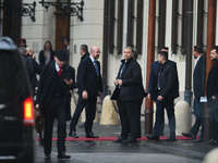 The President of the European Council, Charles Michel, is leaving the Prime Minister's Office in Budapest after meeting with the Prime Minis...