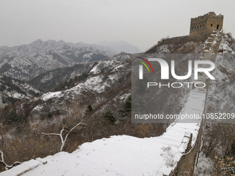 The Jinshanling Great Wall is covered in snow in Luanping County, Chengde, China, on December 14, 2023. (