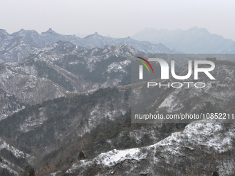 The Jinshanling Great Wall is covered in snow in Luanping County, Chengde, China, on December 14, 2023. (