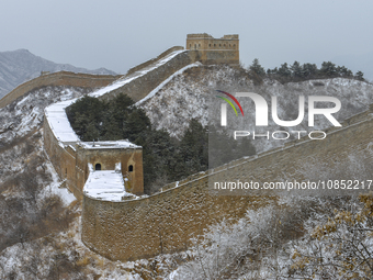 The Jinshanling Great Wall is covered in snow in Luanping County, Chengde City, Hebei Province, North China, on December 14, 2023. (