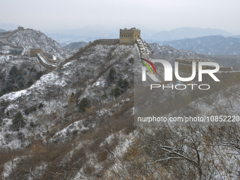 The Jinshanling Great Wall is covered in snow in Luanping County, Chengde City, Hebei Province, North China, on December 14, 2023. (