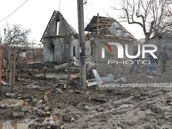 A house is being damaged by Russian shelling in the Odesa Region, southern Ukraine, on December 17, 2023. No use in Russia. No use in Belaru...
