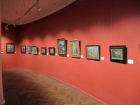 Paintings are on display at the Odesa National Fine Arts Museum, which is reopening after the Russian missile attack on November 5, in Odesa...