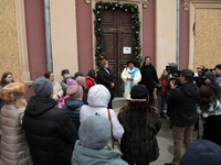 A briefing is taking place at the Odesa National Fine Arts Museum, which has reopened after the Russian missile attack on November 5, in Ode...