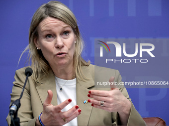 Karolina Lindholm Billing, the UNHCR Representative in Ukraine, is speaking during a joint briefing with Iryna Vereshchuk, the Vice Prime Mi...