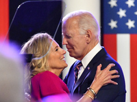 Jill Biden is sharing the stage after U.S. President Joseph Biden has delivered his address, criticizing former President Donald Trump durin...