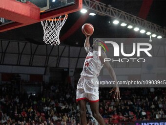 Gabe Brown of Itelyum Varese is playing during the FIBA Europe Cup match between Openjobmetis Varese and CSM Oradea in Varese, Italy, on Jan...