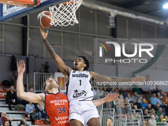 Tyler Cavanaugh and Christian Vital are playing during the FIBA Europe Cup match between Legia Warszawa and Bahcesehir College in Warsaw, Po...