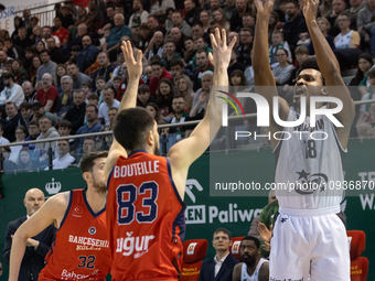 Raymond Cowels is playing during the FIBA Europe Cup match between Legia Warszawa and Bahcesehir College in Warsaw, Poland, on January 24, 2...
