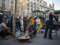 Farmers are settling in the streets of Barcelona, Spain, on February 7, 2024, without knowing how long they will remain waiting for answers...