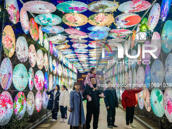 Tourists are visiting Juxian Farm in Yuncheng, China, on February 12, 2024. (