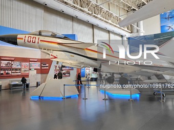 The first flight prototype of the J-10 ''1001'' is being displayed at the Aviation Museum of China in Beijing, China, on February 6, 2024. (