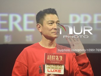Hong Kong actor Andy Lau is promoting his new film ''The Movie Emperor'' at a cinema in Hangzhou, Zhejiang Province, China, on February 13,...