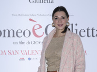 Simona Molinari is attending the photocall for the movie ''Giulietta e Romeo'' at the Hotel Visconti in Rome, Italy, on February 13, 2024. (