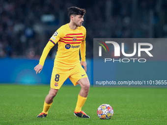Pedri of FC Barcelona during the UEFA Champions League Round of 16 first leg match between SSC Napoli v FC Barcelona at Stadio Diego Armando...