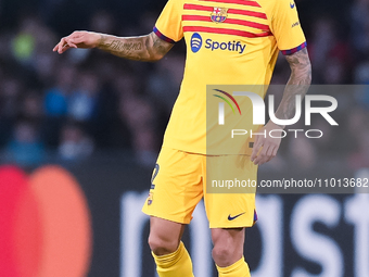 Joao Cancelo of FC Barcelona during the UEFA Champions League Round of 16 first leg match between SSC Napoli v FC Barcelona at Stadio Diego...
