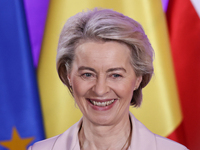 President of the European Commission Ursula von der Leyen during her visit in Warsaw, Poland on February 23, 2024. (