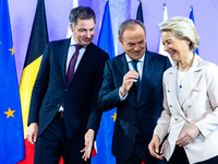 Poland's Prime Minister, Donald Tusk, is welcoming EU Commission President Ursula von der Leyen and Belgium's Prime Minister, Alexander De C...