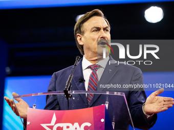 My Pillow founder Mike Lindell speaks about rigged voting machines at
 the annual Conservative Political Action Conference (CPAC) in Nationa...