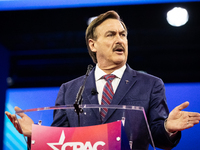 My Pillow founder Mike Lindell speaks about rigged voting machines at
 the annual Conservative Political Action Conference (CPAC) in Nationa...