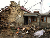 A house in Odesa, Ukraine, is showing damage from falling Russian drone debris following an overnight drone attack on February 24, 2024. (