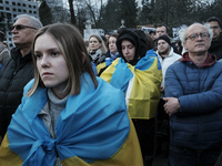 Ukrainians and Poles are gathering in Warsaw, Poland, on February 24, 2024, to commemorate the two years of Russian Invasion of Ukraine (