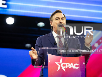 The My Pillow guy, Mike Lindell, speaks about rigged voting machines at
 the annual Conservative Political Action Conference (CPAC) in Natio...