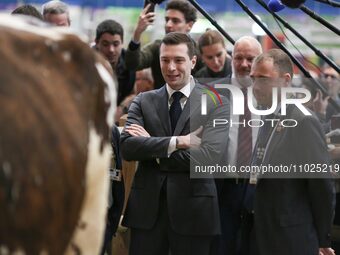French far-right party Rassemblement National (RN) president Jordan Bardella visits on the 60th International Agriculture Fair (SIA - Salon...