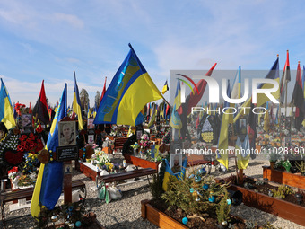 Graves of soldiers who were killed in the war with Russia are seen on the Alley of Heroes in Chukalivka, Ivano-Frankivsk Region, Western Ukr...