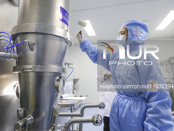 A college student is participating in a pharmaceutical production competition in Huai'an, China, on February 27, 2024. (