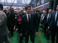 French Prime Minister Gabriel Attal (C) is visiting the 60th International Agriculture Fair (SIA - Salon de l'Agriculture) at the Porte de V...