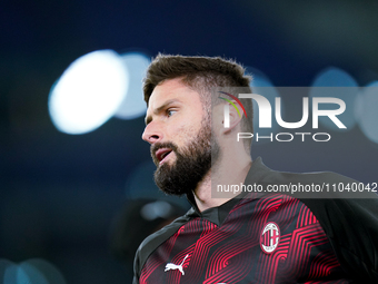 Olivier Giroud of AC Milan looks on ooks on during the Serie A TIM match between SS Lazio and AC Milan at Stadio Olimpico on March 1, 2024 i...