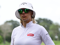Madelene Sagstrom of Sweden is in action during round three of the HSBC Women's World Championship at Sentosa Golf Club in Singapore, on Mar...