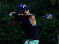 Andrea Lee of the United States is in action during round three of the HSBC Women's World Championship at Sentosa Golf Club in Singapore, on...