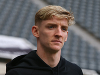 Anthony Gordon is playing for Newcastle United in the Premier League match against Wolverhampton Wanderers at St. James's Park in Newcastle,...