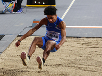 Mattia Furlani of Italy is competing in the long jump event at the 2024 World Athletics Championships in the Emirates Arena, Glasgow, on Mar...