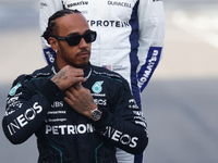 Lewis Hamilton of Mercedes ahead of the Formula 1 Bahrain Grand Prix at Sakhir Circuit in Sakhir, Bahrain on March 2, 2024. (