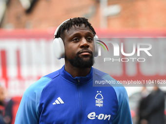 Divock Origi of Nottingham Forest is playing during the Premier League match between Nottingham Forest and Liverpool at the City Ground in N...