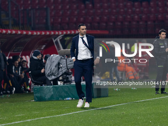 Raffaele Palladino is gesturing during the Serie A football match between AC Monza and AS Roma at U-Power Stadium in Monza, Italy, on March...
