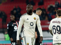 Romelu Lukaku is in action during the Serie A football match between AC Monza and AS Roma at U-Power Stadium in Monza, Italy, on March 2, 20...