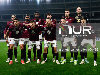 The Torino FC team is posing before the Serie A football match against ACF Fiorentina at Stadio Olimpico Grande Torino in Turin, Italy, on M...