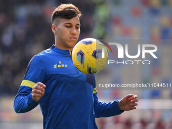 Kaio Jorge of Frosinone Calcio is playing during the 27th day of the Serie A Championship between Frosinone Calcio and U.S. Lecce at the Ben...