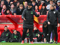 Jurgen Klopp, the manager of Liverpool, is gesturing during the Premier League match between Nottingham Forest and Liverpool at the City Gro...