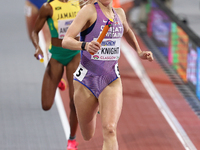 Jessie Knight of Great Britain is bringing her team home for a British record in the 4x400 meters relay heat during the 2024 World Athletics...