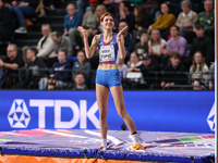 Angelina Topic from Serbia is failing to medal in the high jump event at the 2024 World Athletics Championships in the Emirates Arena, Glasg...